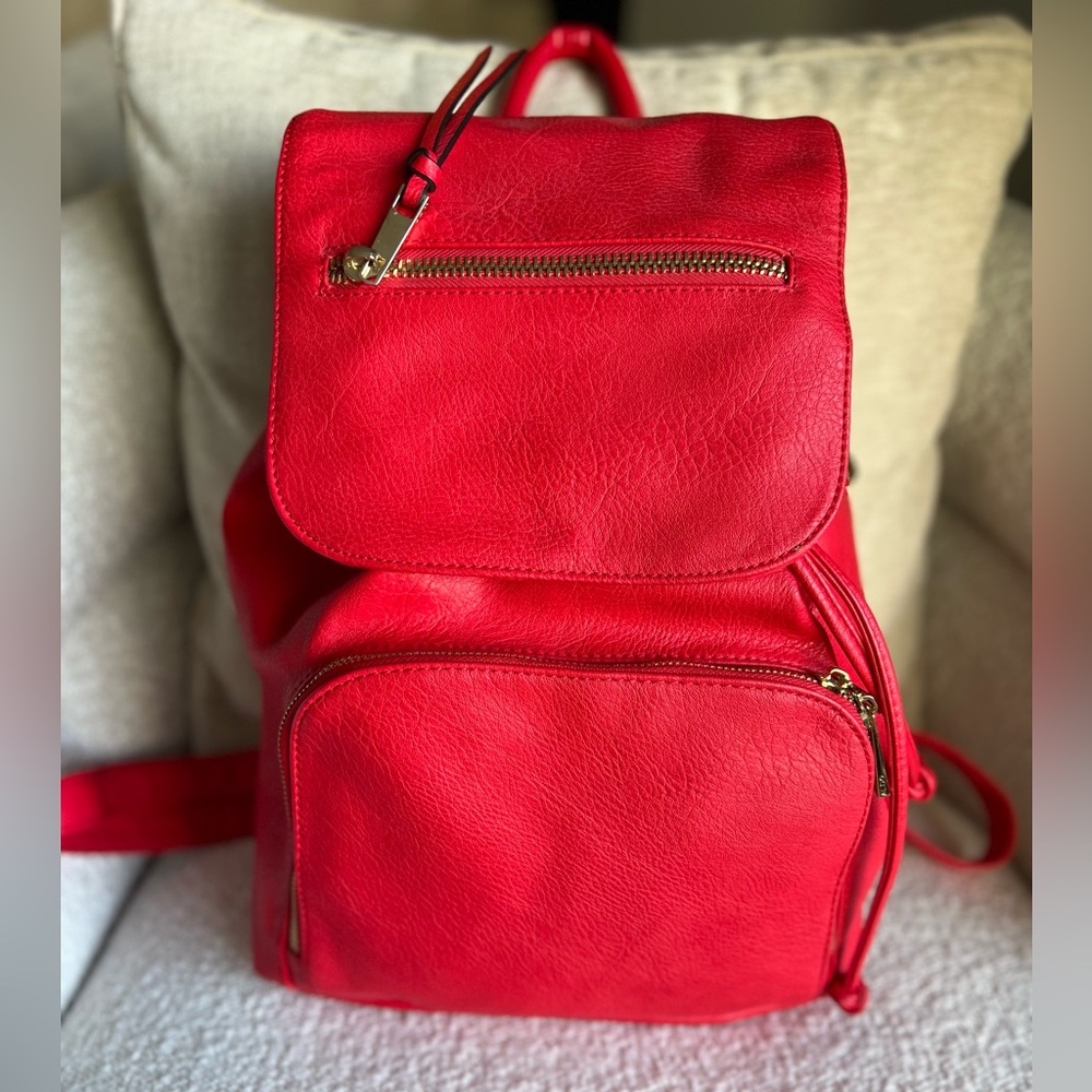 New Red Leather Backpack